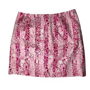 Lilly Pulitzer Vintage Boardwalk Cafe Print Pink Mini Skirt size 4